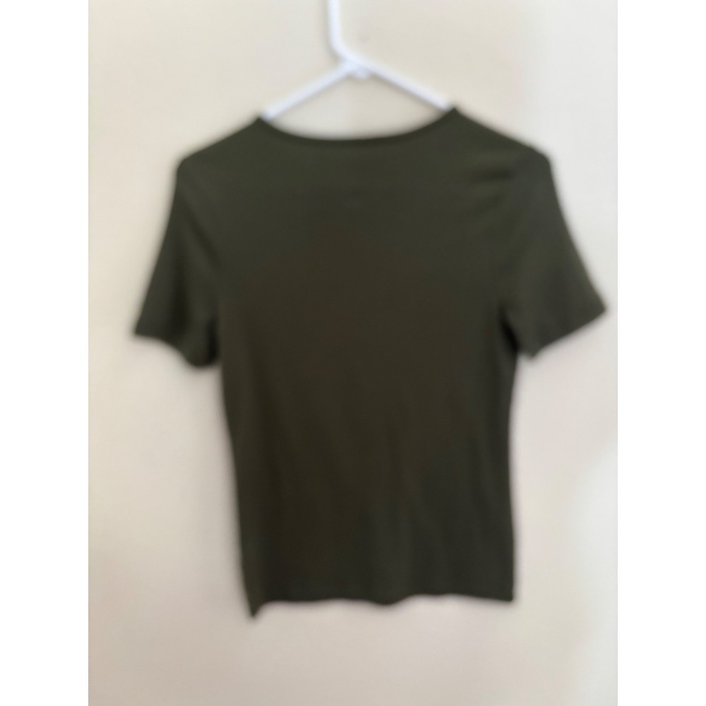 A New Day Olive Green Short Sleeve Crewneck T-Shirt S Modal Cotton Blend A1109 - Picture 2 of 4